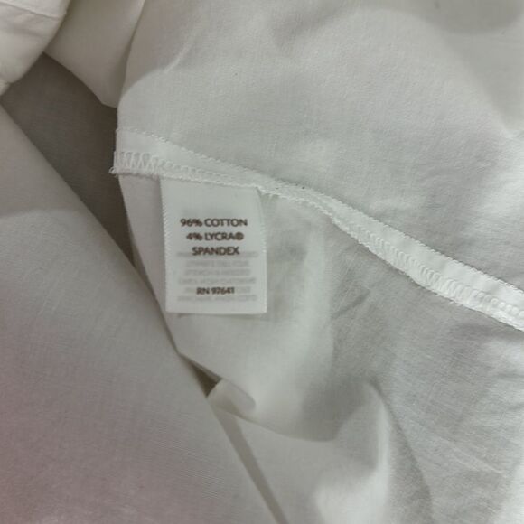J. Jill Stretch White Cotton Pleated Front Long Sleeve Button Down Shirt Size L - Picture 6 of 10